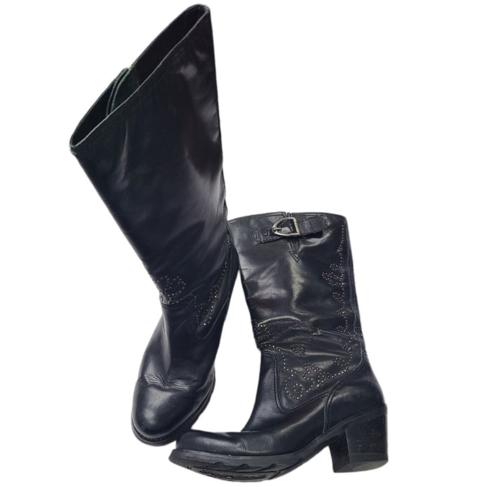 Ariat Women's Western Silver Studded Black Tall Boots Size 6.5B, fit more like 6 - Picture 3 of 12